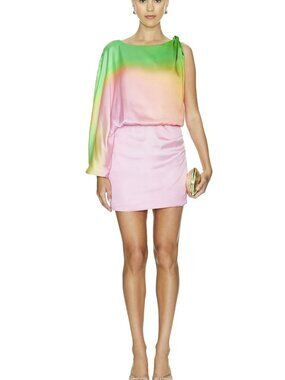 Baobab Dolly Ombre Mini Dress One Shoulder Satin New